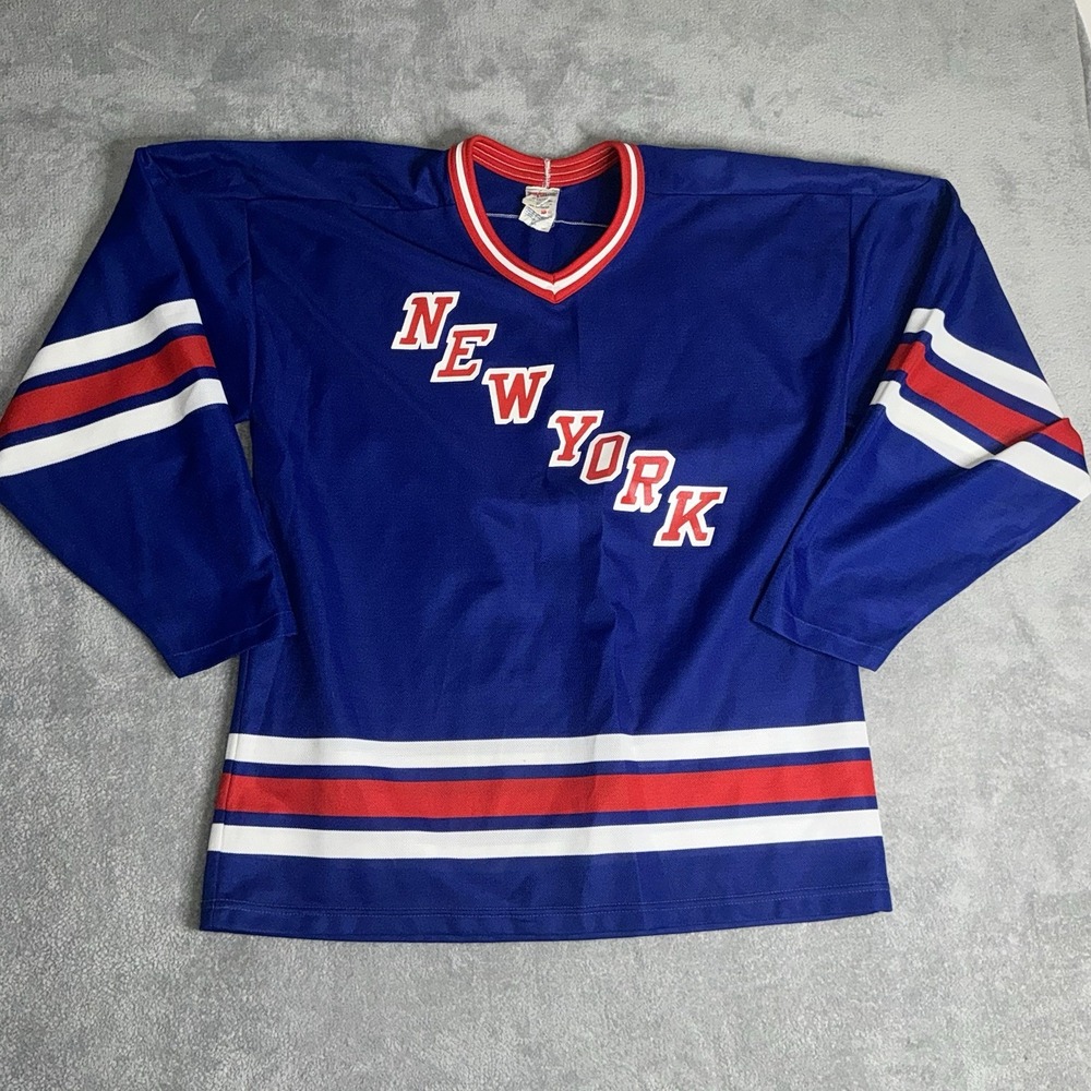Vintage New York Rangers Hockey Jersey Mens XL Blue CCM NHL Maska 90s